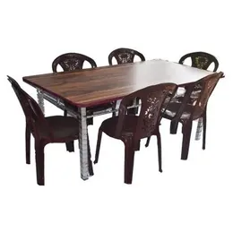 Dining Tables melamin with 6 plastic Chairs