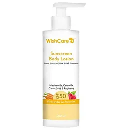 WishCare SPF50 Sunscreen Body Lotion - Broad Spectrum - UVA & UVB Protection with No White Cast - With Carrot Seed & Ras