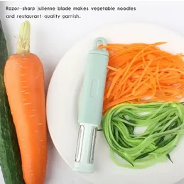 3-in-1 Vegetable Peeler with 2-Stage Knife Sharpener and Julienne Peeler – Stainless Steel Veggie Grater for Fruits and 