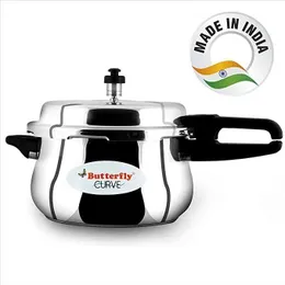 Butterfly Curve 3L Stainless Steel Pressure Cooker – Induction Compatible, Locking Lid