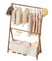 Foldable Bamboo Garment Rack with Storage Bag