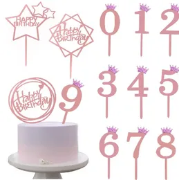 Rose Gold Crown Number Cake Topper - 0 to 9 Numbers - Birthday Cake Topper
