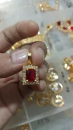 Gold Plated Red Stone Pendant