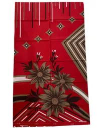 Red floral print silk scarf with beige, brown, and green Material for Women