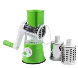Multi-Function Ergonomic Tabletop Drum Grater with Manual Vegetable Spiral Slicer and Cheese Grater, Compact Handheld Ro