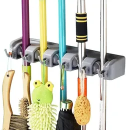 Wall Mounted Broom and Mop Holder – 5 Slot, 6 Hook Tool Organizer Rack for Garage, Kitchen, Garden & Home Storage Soluti
