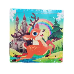 16 Pcs Wooden Jigsaw Puzzle for Kids Pre School Montessori - Multi Designs