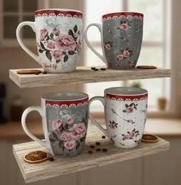 Coffee Cup Roses Design with Border