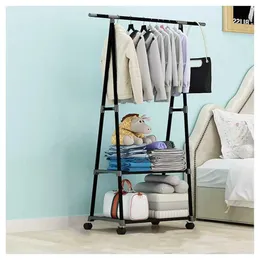 Triangle Clothing Garment Rack, Stainless Steel Removable Clothes Hanging Hanger Floor Stand Coat Rack Wheels for Home