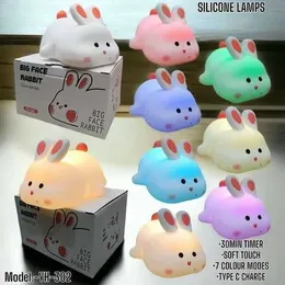 Silicone multi color Big face rabbit lamp
