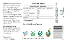 Orgrain India Organic Turmeric Powder, 150g with high Curcumin Content | Immunity Booster | Company-Owned Farmlands | Freshly Ground Haldi Powder | La