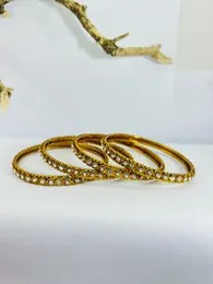 Dull Gold color cute bangle with white stone for baby, girl and women