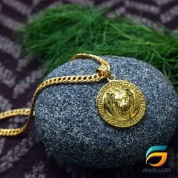 Gold Plated Albert Chain & Lion Pendant Guaranteed 20 inch for Men-45cm