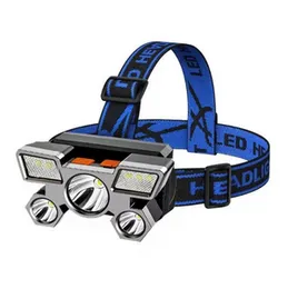 5 LED Rechargeable Headlamp 1200mAh USB - 5 Bright White LEDs Motion Sensor 6 Modes Waterproof Headlight for Camping Work Fishing