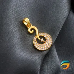 Gold Plated Rich Look Stylish Round Theme Pendant With Stone For Ladies.