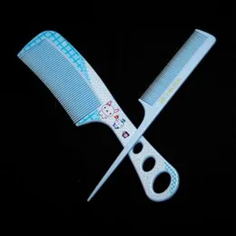 Maker Cartoon Image Kids Hair Straightener Brush Dyeing Rat Tail Comb Set for Girls - Blue 1set