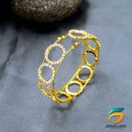 Gold Plated Bangal Stylish Rich Look Guaranteed With White Stone For Women & Girls Free Size.