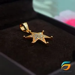 Gold Plated Star Pendant Fashion and Stylish New Design With White Stone For Women.