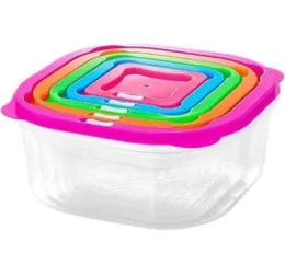 Set of nesting, square food storage containers