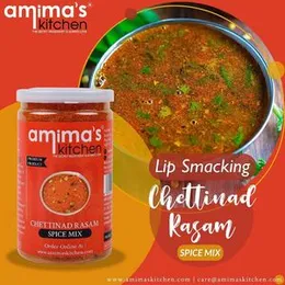 Amima's Kitchen Chettinad Rasam Jain Spice Mix (No Onion No Garlic) â 100 Grams | Blended Spice Mix | For Healthy and Delicious Cooking | No Synthet