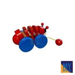 Wooden Red Ladybird Lady Bug Pull Along Toy Wheeled.