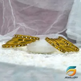 Gold Plated Traditional Antique Stylish Fancy Bangle with White Stone for Girl & Women.