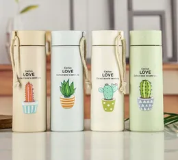 Cactus Love Glass Water Bottle 450ml Leakproof Silicone Protective Shell BPA-Free