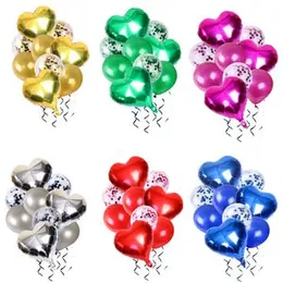9 Pcs Balloons Set with 3 Heart Foil Balloon Birthday Party Decorations