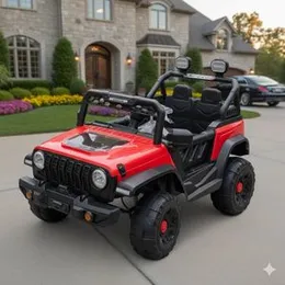 Kids Electric Ride-On Jeep 4Ã4 Off-Road â Red | 2-Seater Rechargeable Battery Operated Toy Car
