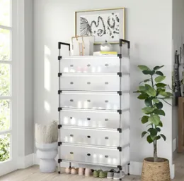 6 Layer Dustproof Shoe Rack Zipper Cover Metal Frame Grey Multipurpose Storage Organizer