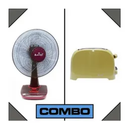 Airsonic TS220 Table Fan and TS601 Pop Up Toaster Combo 3 Speeds High Speed Cooling 750W 2 Slice Wide Slots Breakfast Set Non-Stick