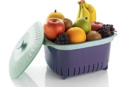 Plastic Fruit Storage Basket with Lid Stackable Food Grade White 8 Inch Kitchen Organizer