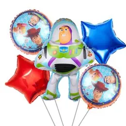 5 Pcs Toy Story 4 Foil Balloon Pack - Themed Birthday Party Balloons for Kids - Party Decorations Toy Story Design