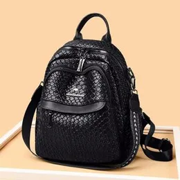 Women's Backpack Purse Black â Sleek Woven Texture, Adjustable Straps, Compact Travel Daypack