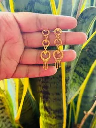 Gold Plated Round Tassel Drop Earrings (No Stone) Gift Item for Women & Girls
