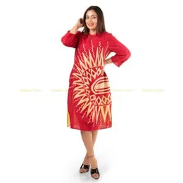 Red & Cream Batik Dress