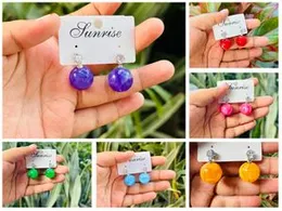 New Fashion Fancy Medium Dark & White Mix Shine Round Drop Earrings with White Stone for Women and Girls