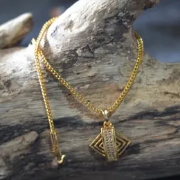 2.2mm fox singapore chain with box pendant.