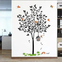 Decal O Decal Black Tree with Birds Cage and Nest Self Adhesive Wall Sticker (FROM INDIA FAAZ)