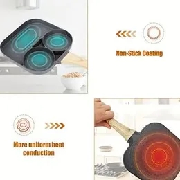 3 Hole Non-Stick Frying Pan for Omelets, Eggs, Dumplings & Steaks