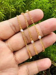 Gold plated beautiful link design pearl chain 60 cm for women and girl