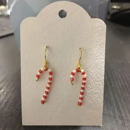 Christmas Candy Cane Beaded Earrings