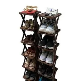 Plastic 6 Layer Shoe Rack - Stackable Shoe Storage Organizer For Bedroom Entryway