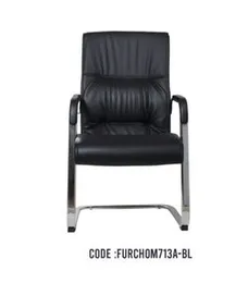 BLACK LEATHER MID-BACK VISITOR CHAIR 713A