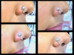 Silver Color Traditional Non-Piercing Nose Pin for Women & Girls – Small Round Design Nose Ring with One Stone