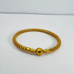Gold plated cute rope type bangle with one plan and stone ball bangle for women and girl (without stone)
