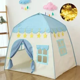 Kids Play Tent Prince Princess Castle Tent Kids Teepee Tent Large Oxford Fabric Children Playhouse with LED Star Lights for Indoor Outdoor Portable Pl