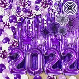 Birthday Purple Foil Curtain Fringe Party Backdrop Balloon