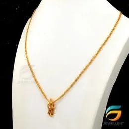 Gold Plated Guaranteed 18/24 inch 02mm Bismark Chain with Small Praveena Pendant Necklace for ladies.