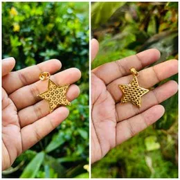 Gold Plated Rich Look Star Theme Engraved Pendant for Women & Girls